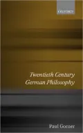 Twentieth Century German Philosophy