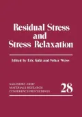 Book cover of Residual Stress And Stress Relaxation