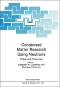 Condensed Matter Research Using Neutrons: Today and Tomorrow