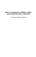 Index to Contemporary Military Articles of the World War II Era, 1939-1949 (Bibliographies and Indexes in Military Studies Series # 15)