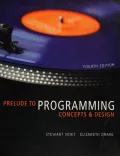 Book cover of Prelude to Programming: Concepts and Design