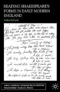 Reading Shakespeare's Poems In Early Modern England
