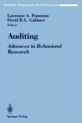 Auditing : Advances in Behavioral Research