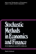 Stochastic Methods In Economics And Finance