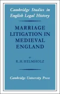 Marriage Litigation in Medieval England