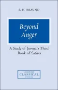 Beyond Anger: A Study of Juvenal's Third Book of Satires