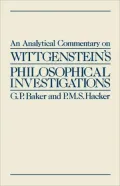 Wittgenstein Pt. 2,Vol. 1 : Meaning and Understanding: Essays on the Philosophical Investigations