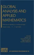 Global Analysis and Applied Mathematics: International Workshop on Global Analysis