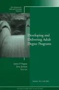Developing and Delivering Adult Degree Programs