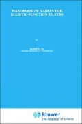 Handbook Of Tables For Elliptic-Function Filters