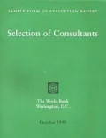 Sample Form of Evaluation Report : Selection of Consultants