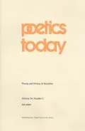Theory and History of Narrative (Poetics Today)