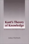 Book cover of Kant's Theory of Knowledge: An Introduction to the Critique of Pure Reason