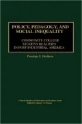 Policy, Pedagogy, And Social Inequality