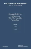 Semiconductor-On-Insulator and Thin Film Transistor Technology Proceedings