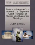 Patterson-Sargent Co V. Rumble U.S. Supreme Court Transcript of Record with Supporting Pleadings