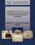 Quanah, A & P R Co V. U S U.S. Supreme Court Transcript of Record with Supporting Pleadings