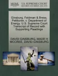 Ginsburg, Feldman & Bress, Petitioner, V. Department of Energy. U.S. Supreme Court Transcript of Record with Supporting Pleadings