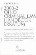 Anderson's 2003-2 Ohio Criminal Law Handbook For Offenses Committed On or After January 1, 2004