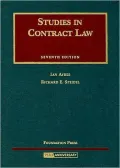 Book cover of Studies in Contract Law