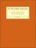 The Index of Middle English Prose Handlist I: Manuscripts in the Henry E. Huntington Library