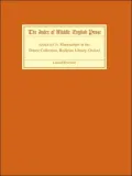 The Index of Middle English Prose, Handlist IV: A Handlist of Douce Manuscripts Containing Middle English Prose in the Bodleian Library, Oxford