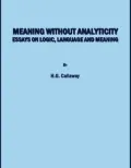 Meaning Without Analyticity: Essays on Logic, Language and Meaning