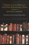 Late Medieval and Early Renaissance Texts in Honour of John Scattergood