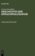 Geschichte Der Sprachphilosophie: Antike Und Mittelalter