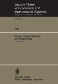 Proceedings of the International Conference on Regional Science, Energy, and Environment, Louvain, May 1975