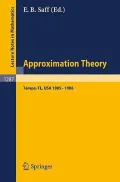Approximation Theory. Tampa: Proceedings of a Seminar held in Tampa, Florida, 1985 - 1986 (Lecture Notes in Mathematics)