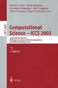 Computational Science-- Iccs 2003 International Conference, Melbourne, Australia and St. Pet...