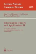 Information Theory and Applications : 4th Canadian Workshop, Lac Delage, Quebec, Canada, May 1995:Selected Papers