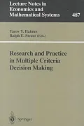 Research and Practice in Multiple Criteria Decision Making: Proceedings of the XIVth International Conference on Multiple Criteria Decision Making (MCDM) Charlottesville, Virginia, USA, June 8-12, 1998