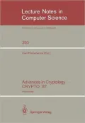 Advances in Cryptology - CRYPTO '87